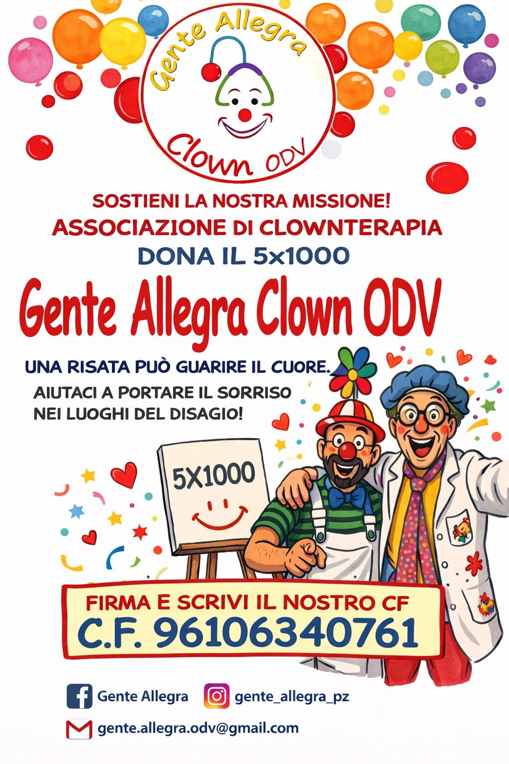 Locandina 5x1000 di Gente Allegra Clown